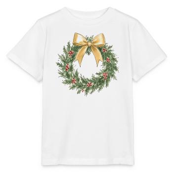 Eleganter goldener Weihnachtskranz mit Schleife - Stanley/Stella Kinder T-Shirt MINI CREATOR  - Weiß - Vorne - Maike (125cm)