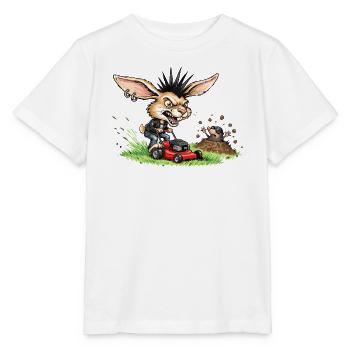Punk Hase mit Rasenmäher gegen Maulwurf - Stanley/Stella Kinder T-Shirt MINI CREATOR  - Weiß - Vorne - Maike (125cm)