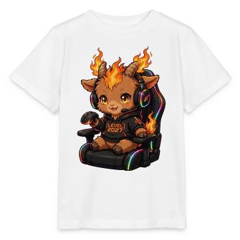 Kawaii Gamer Girl Fire Goat Shirt | Pink Headset  - Stanley/Stella Kinder T-Shirt MINI CREATOR  - Weiß - Vorne - Maike (125cm)