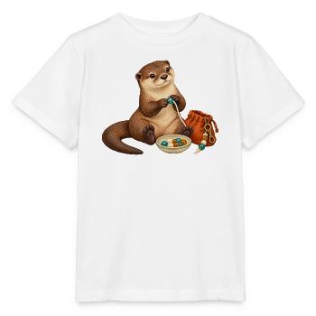 Otter fädelt einen Taschenanhänger - Stanley/Stella Kinder T-Shirt MINI CREATOR  - Weiß - Vorne - Maike (125cm)