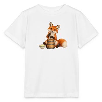 Fuchs rührt Butter im Butterfass - Stanley/Stella Kinder T-Shirt MINI CREATOR  - Weiß - Vorne - Maike (125cm)