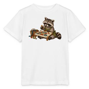 Waschbär zieht Wollschlingen - Stanley/Stella Kinder T-Shirt MINI CREATOR  - Weiß - Vorne - Maike (125cm)
