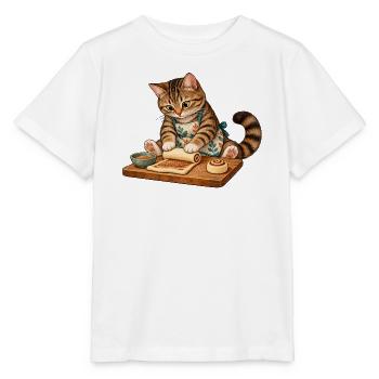 Katze rollt Zimtschnecken - Stanley/Stella Kinder T-Shirt MINI CREATOR  - Weiß - Vorne - Maike (125cm)