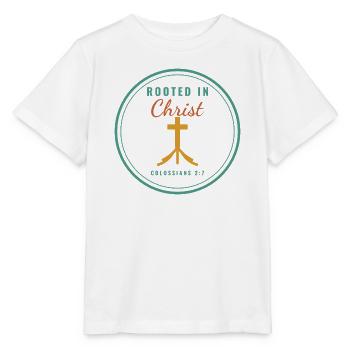 Rooted in Christ – Colossians 2:7 Christian - Stanley/Stella Kinder T-Shirt MINI CREATOR  - Weiß - Vorne - Maike (125cm)