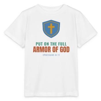 Put On The Full Armor Of God – Ephesians 6:11 - Stanley/Stella Kinder T-Shirt MINI CREATOR  - Weiß - Vorne - Maike (125cm)