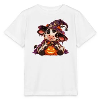 Niedliche Halloween-Kuh - Stanley/Stella Kinder T-Shirt MINI CREATOR  - Weiß - Vorne - Maike (125cm)