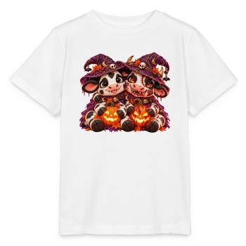 Halloween-Kuh-Umarmung (Yin Yang) - Stanley/Stella Kinder T-Shirt MINI CREATOR  - Weiß - Vorne - Maike (125cm)