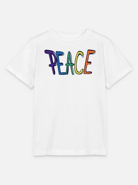 Bunter Peace Schriftzug - Stanley/Stella Kinder T-Shirt MINI CREATOR  - Weiß