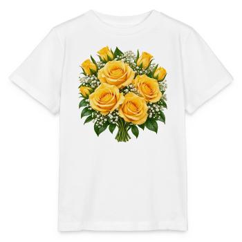 Golden Rose Bouquet Glow - Stanley/Stella Kinder T-Shirt MINI CREATOR  - Weiß - Vorne - Maike (125cm)