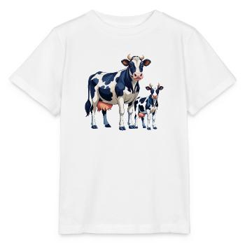 Holstein und Kälber Kuh - Stanley/Stella Kinder T-Shirt MINI CREATOR  - Weiß - Vorne - Maike (125cm)