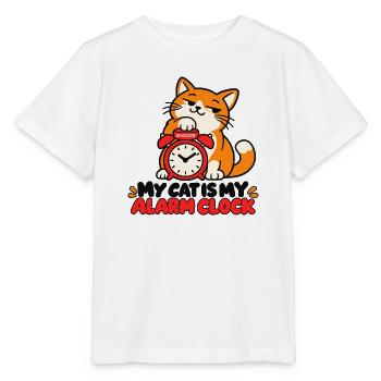 Meine Katze ist mein Wecker-lustiger Katzenliebhaber - Stanley/Stella Kinder T-Shirt MINI CREATOR  - Weiß - Vorne - Maike (125cm)