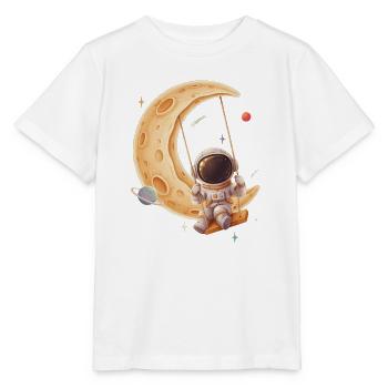 Astronaut schaukelt auf goldenem Halbmond - Stanley/Stella Kinder T-Shirt MINI CREATOR  - Weiß - Vorne - Maike (125cm)