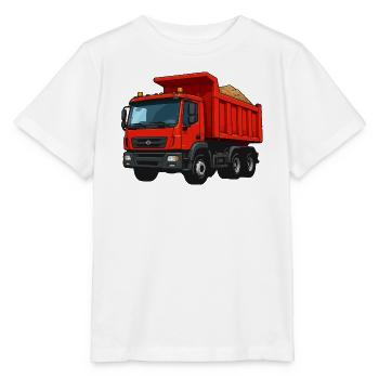 Roter Kipplader Cartoon-Design - Stanley/Stella Kinder T-Shirt MINI CREATOR  - Weiß - Vorne - Maike (125cm)