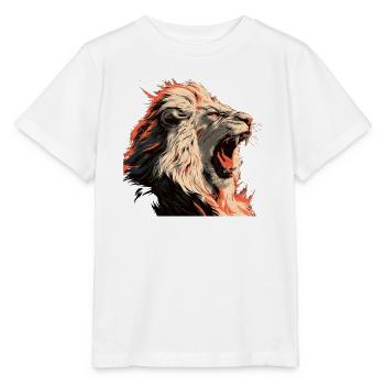 Löwenporträt im Flammenlook - Stanley/Stella Kinder T-Shirt MINI CREATOR  - Weiß - Vorne - Maike (125cm)
