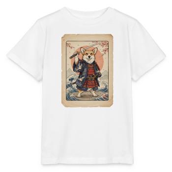 Samurai Corgi japanischer Holzschnitt Stil - Stanley/Stella Kinder T-Shirt MINI CREATOR  - Weiß - Vorne - Maike (125cm)