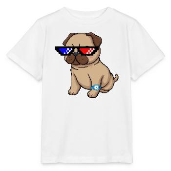 Pixel Shades Pug - Stanley/Stella Kinder T-Shirt MINI CREATOR  - Weiß - Vorne - Maike (125cm)