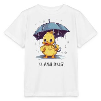 Nice Weather for Ducks – Lustige Regen-Ente - Stanley/Stella Kinder T-Shirt MINI CREATOR  - Weiß - Vorne - Maike (125cm)
