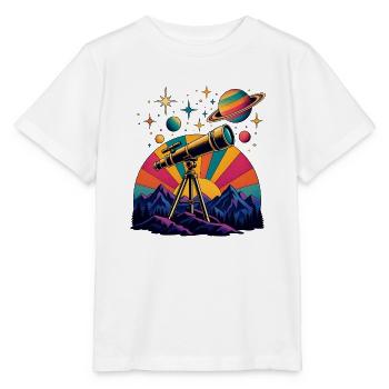 Teleskop Astronomie – Sternenhimmel - Stanley/Stella Kinder T-Shirt MINI CREATOR  - Weiß - Vorne - Maike (125cm)