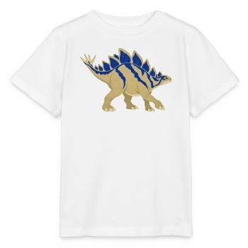 Blau gestreifter Stegosaurus im Vintage-Stil - Stanley/Stella Kinder T-Shirt MINI CREATOR  - Weiß - Vorne - Maike (125cm)