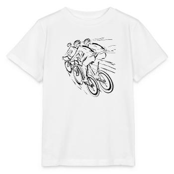 Rennradfahrer Zeichnung - Stanley/Stella Kinder T-Shirt MINI CREATOR  - Weiß - Vorne - Maike (125cm)