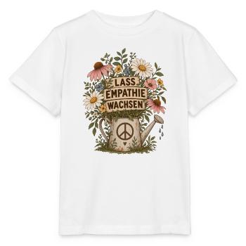 LASS EMPATHIE WACHSEN – Gegen Rassismus Statement - Stanley/Stella Kinder T-Shirt MINI CREATOR  - Weiß - Vorne - Maike (125cm)