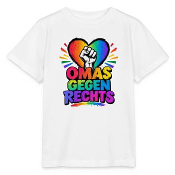 OMAS GEGEN RECHTS – Regenbogen Herz - Stanley/Stella Kinder T-Shirt MINI CREATOR  - Weiß - Vorne - Maike (125cm)