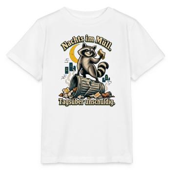 Waschbär Trash Panda Humor Nachtmensch - Stanley/Stella Kinder T-Shirt MINI CREATOR  - Weiß - Vorne - Maike (125cm)