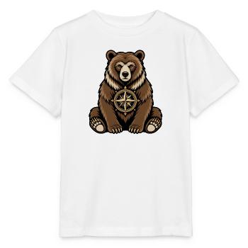 Bär Kompass Wandern Outdoor Abenteuer Vektor Shirt - Stanley/Stella Kinder T-Shirt MINI CREATOR  - Weiß - Vorne - Maike (125cm)
