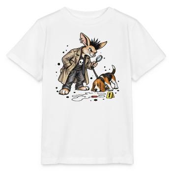 Bunny Punk Detektivhase mit Beagle Spuren - Stanley/Stella Kinder T-Shirt MINI CREATOR  - Weiß - Vorne - Maike (125cm)