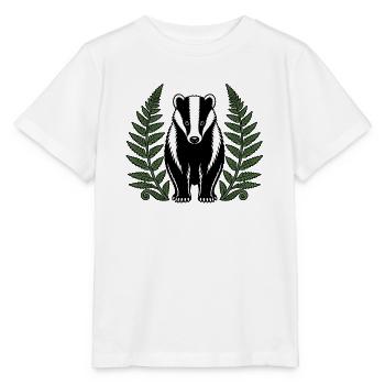Dachs Farne Wald Tiere Heimisch Natur Vektor Shirt - Stanley/Stella Kinder T-Shirt MINI CREATOR  - Weiß - Vorne - Maike (125cm)