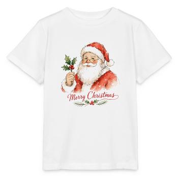 Aquarell Weihnachtsmann mit Stechpalme - Stanley/Stella Kinder T-Shirt MINI CREATOR  - Weiß - Vorne - Maike (125cm)