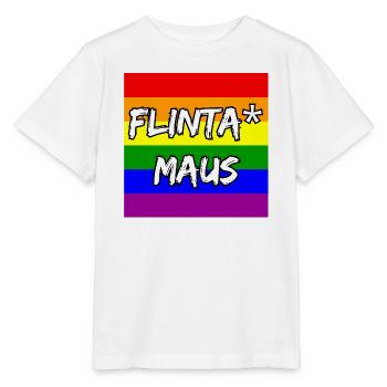 FLINTA MAUS REGENBOGEN PRIDE STATEMENT, CSD - Stanley/Stella Kinder T-Shirt MINI CREATOR  - Weiß - Vorne - Maike (125cm)