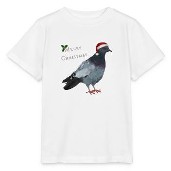 Merry Christmas Taube - Mit Weihnachtsmütze - Stanley/Stella Kinder T-Shirt MINI CREATOR  - Weiß - Vorne - Maike (125cm)