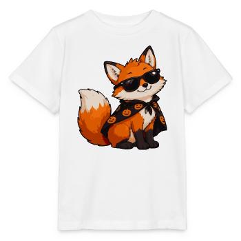 Fuchs mit Sonnenbrille und Kürbiscape - Stanley/Stella Kinder T-Shirt MINI CREATOR  - Weiß - Vorne - Maike (125cm)