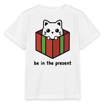 Sei in der Gegenwart, Katze - Stanley/Stella Kinder T-Shirt MINI CREATOR  - Weiß - Vorne - Maike (125cm)
