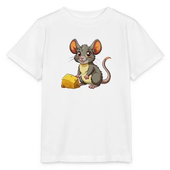 Baby Maus mit Käse - Stanley/Stella Kinder T-Shirt MINI CREATOR  - Weiß - Vorne - Maike (125cm)