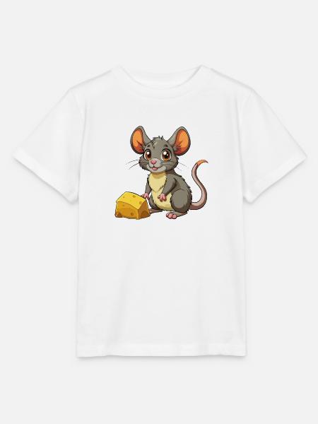 Baby Maus mit Käse - Stanley/Stella Kinder T-Shirt MINI CREATOR - Weiß