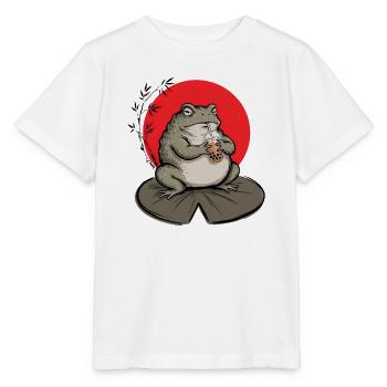 Kröte trinkt Bubble Tea Tuschezeichnung - Stanley/Stella Kinder T-Shirt MINI CREATOR  - Weiß - Vorne - Maike (125cm)