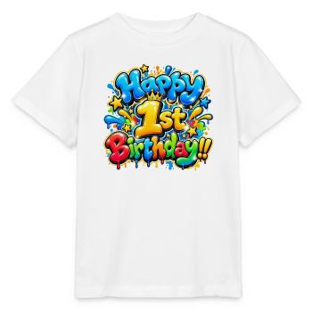 Herzlichen Glückwunsch zum ersten Geburtstag Graffiti: Little Street Legend! - Stanley/Stella Kinder T-Shirt MINI CREATOR  - Weiß - Vorne - Maike (125cm)
