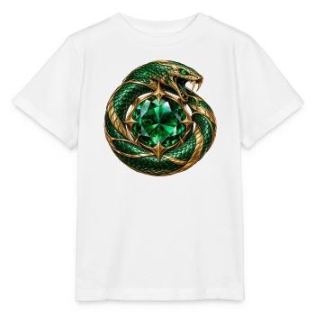 Smaragdgrüner Ouroboros - Stanley/Stella Kinder T-Shirt MINI CREATOR  - Weiß - Vorne - Maike (125cm)