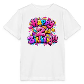 Herzlichen Glückwunsch zum zweiten Geburtstag Graffiti: Pink Sparkle Party! - Stanley/Stella Kinder T-Shirt MINI CREATOR  - Weiß - Vorne - Maike (125cm)