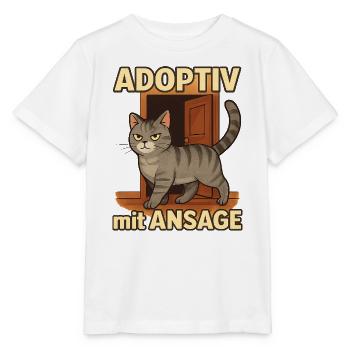Katze adoptiert: Geschenk zum Einzug daheim - Stanley/Stella Kinder T-Shirt MINI CREATOR  - Weiß - Vorne - Maike (125cm)