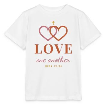 Love One Another – John 13:34 Christian - Stanley/Stella Kinder T-Shirt MINI CREATOR  - Weiß - Vorne - Maike (125cm)