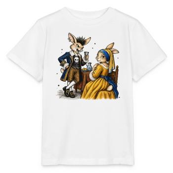 Punk Bunny Serie: Hasen-Paar im Barocksalon - Stanley/Stella Kinder T-Shirt MINI CREATOR  - Weiß - Vorne - Maike (125cm)