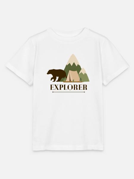 Explorer Bear – Bergcamping-Abenteuer - Stanley/Stella Kinder T-Shirt MINI CREATOR - Weiß