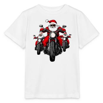 Motorradfahrer Weihnachten / Santa Motorrad - Stanley/Stella Kinder T-Shirt MINI CREATOR  - Weiß - Vorne - Maike (125cm)