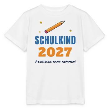 Schulkind 2027 – Einschulung Abenteuer kann kommen - Stanley/Stella Kinder T-Shirt MINI CREATOR  - Weiß - Vorne - Maike (125cm)
