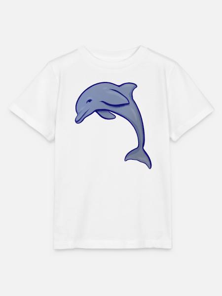 Blue Dolphin Silhouette Wave Emblem - Stanley/Stella Kinder T-Shirt MINI CREATOR - Weiß