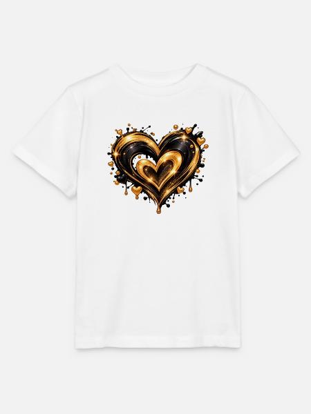 Goldenes Glitzerherz Motiv - Stanley/Stella Kinder T-Shirt MINI CREATOR - Weiß