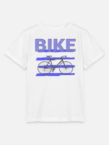 Fette Fahrradgrafik mit lila Streifen - Stanley/Stella Kinder T-Shirt MINI CREATOR - Weiß